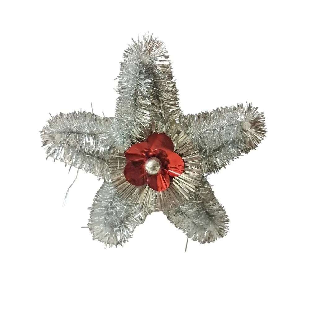 Vintage Christmas Tree Topper Foil Leaf Tinsel  7